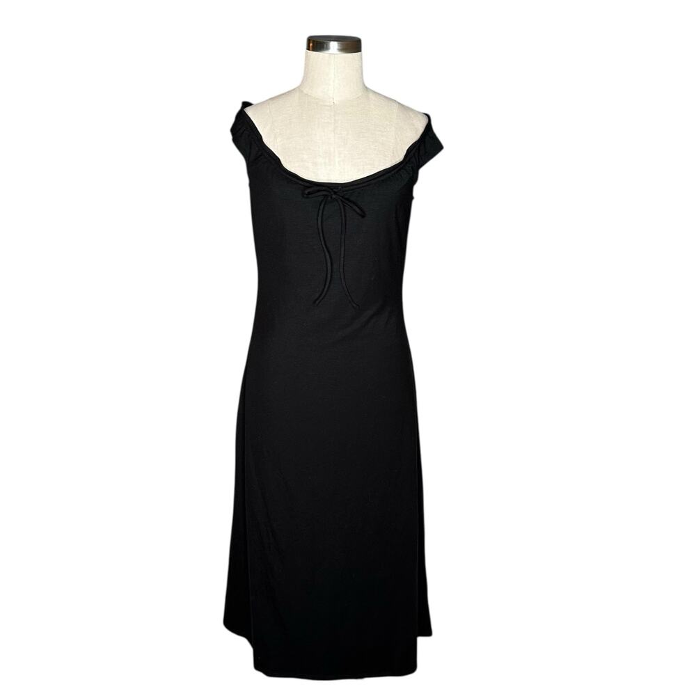 REFORMATION Milo Knit Jersey Midi Dress Black LBD Women's Size Large NWT